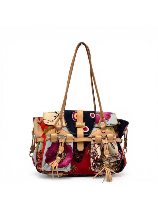 Other - Salvatore Ferragamo Floral Print Multi Pocket Tote Bag